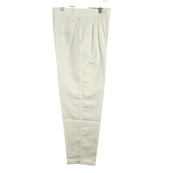 Women's 32" Ivory Dress Pants Cream Textured Pleated Business Casual Office Corp - Picture 5 of 16
